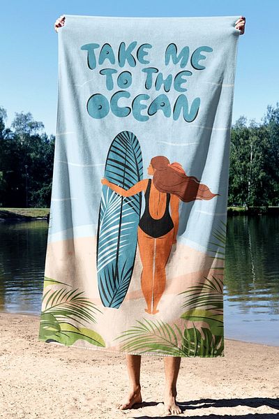 Sozakko Take Me to the Ocean Women's Cotton Sea Bath Beach Towel
