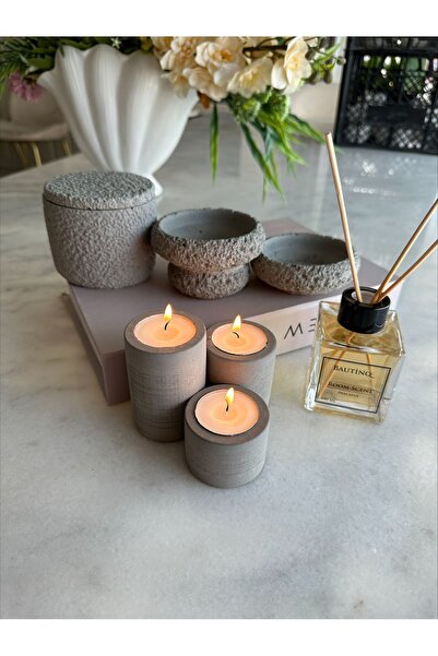 Bautinq Store Taş Dokulu Gri Beton Modern Dekoratif Bambu Çubuklu Oda Kokulu ...