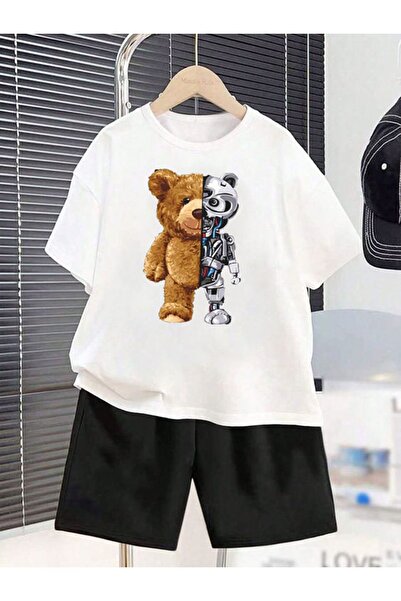 YAĞTU COLLECTİON Yağtu Costum de vară pentru băiat din bumbac imprimat cu car...