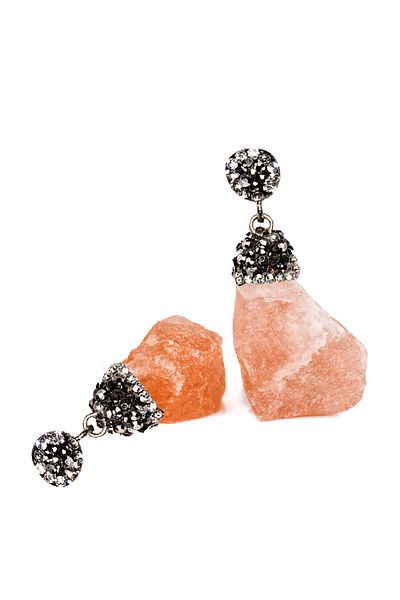 Tesbih Atölyesi Certified Zircon Stone Raw Unprocessed Himalayan Salt Pendant