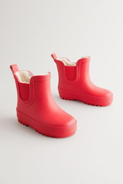 Next Red Furry Rain Boots