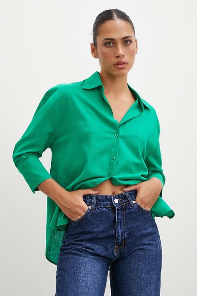 Never more Green Linen Shirt - Wide Cuffs