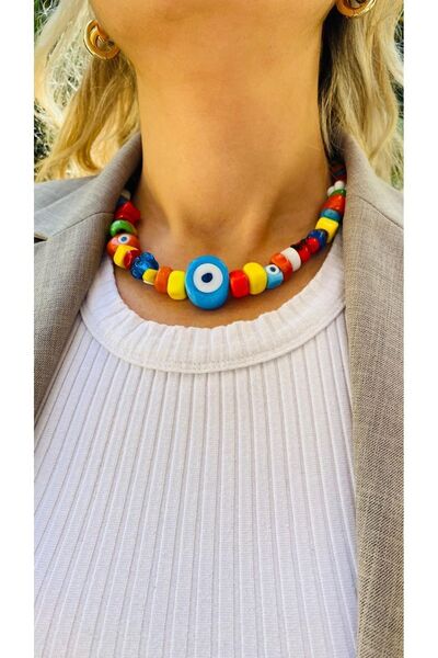 elamindunyasi أيام الصيف، قلادة خرز بودروم ملونة وعين الشر