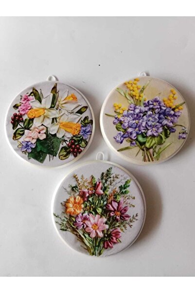 ZeyMin Art Nakış Temalı 3lü Duvar Süsü 11 Cm