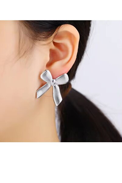 MRK Patterned Women's Bow Earrings