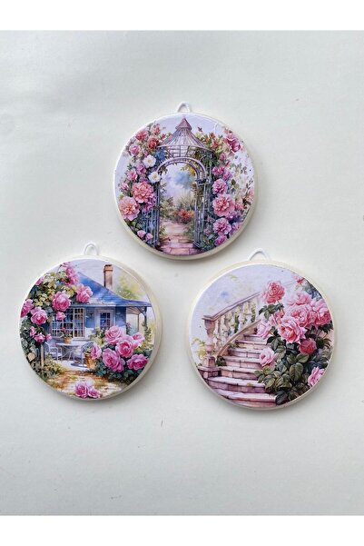 ZeyMin Art Gül Temalı 3 Lü Duvar Süsü