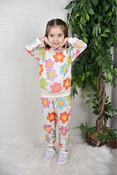 Teymbaby New Season Floral Printed Top Sweatpants Set