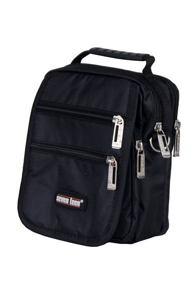 SEVENTEEN Seven Teen Men's Cross Strap Hand Bag Black 2249