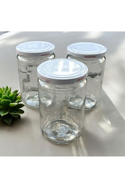 USTAOGLUHOME 3 LÜ  KAPAKLI CAM KAVANOZ YARIM LİTRE