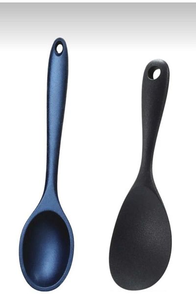 BRE HOME Set of 2 Ultra-Hard Silicone Rice Spoon Serving Spoon, Fireproof Non-Stick High-Heat Resistant