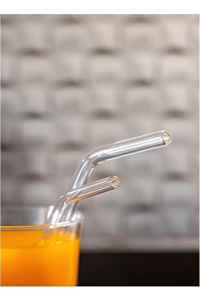 HİROS'H 6-Piece Glass Straw Thermosilicate and 1 Straw Cleaning Brush (1ST QUALITY HEAT RESISTANT)