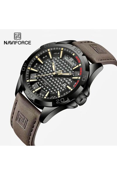 Naviforce SiyahDeri Kayışlı Analog Kol Saati