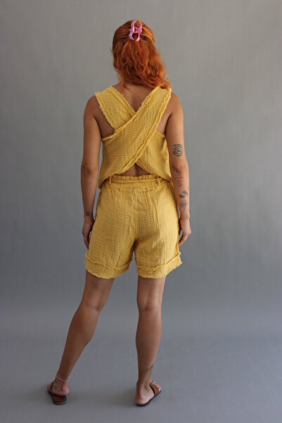 ASC SUN KADIN MÜSLİN SAÇAKLI ŞORT ÇAPRAZ CROP TAKIM