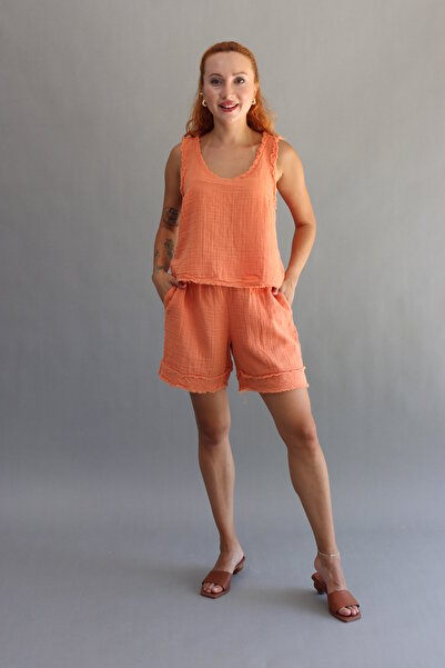 ASC SUN KADIN MÜSLİN SAÇAKLI ŞORT ÇAPRAZ CROP TAKIM