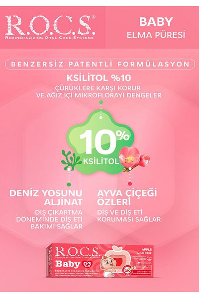 R.O.C.S. Apple Puree Fluoride-Free Toothpaste 35 ml Age 0-3