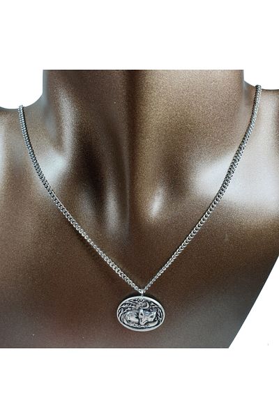 Ororabutik Silver Color 25mm Fox Figured Necklace and Earring Set