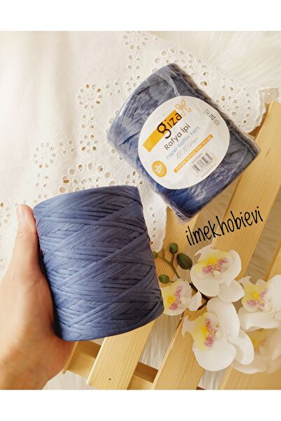 ilmekhobievi حبل الرافية جيزا 200 جرام لون نيلي (أزرق داكن) (1 لفة) ورق 100%