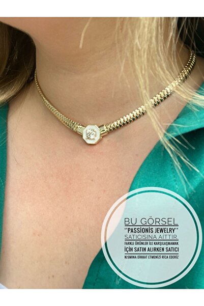 Passionis Jewelry Serenay Leyla Kolye Taşlı Kolye Beyaz
