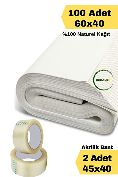 Dekals İkili Set 100 Adet 60x40 Ambala Kağıdı +  2 Adet 45x40 Koli Bandı Taba...