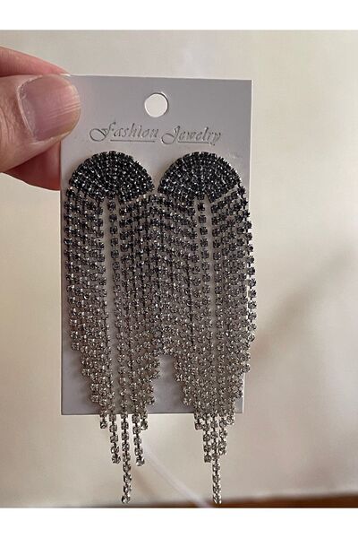 Rupen Kraft Lacivert Renk Geçişli Kristal Su Yolu Abiye Küpe