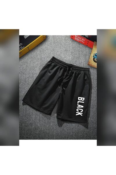 dk defne ky Pantaloni scurți negri de gimnastică pentru bărbați - NEGRU Imprimat