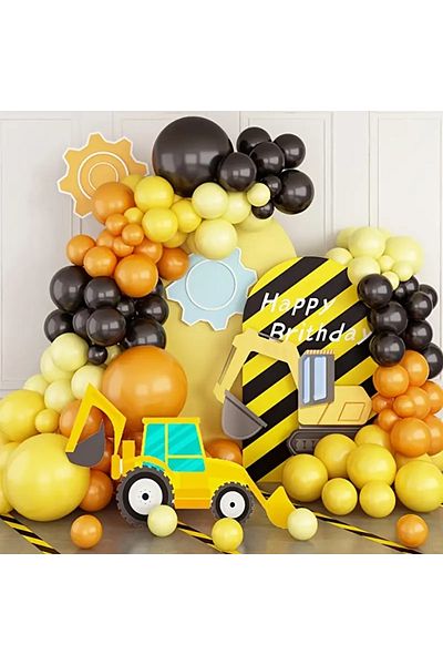Öz-bal Black Yellow Orange 100-piece Balloon Set + 5m Balloon Chain - for Party and Birthday