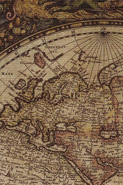 Dropcek eticaret Wintage World Map Patterned Quality Canvas Wall Carpet - 4054