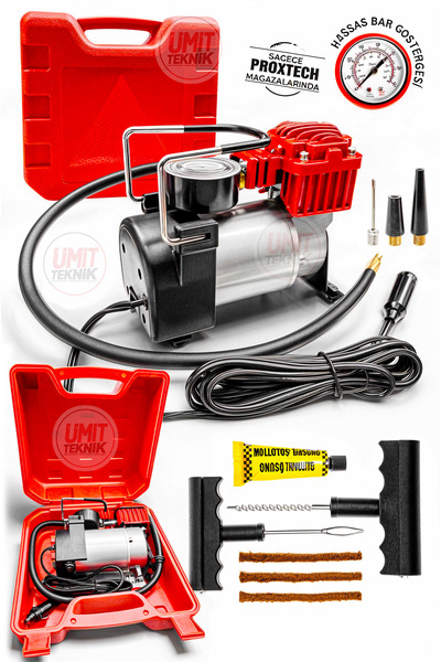PROXTECH Plastik Çantalı 12V Araba Oto Araç Lastik Şişirme Pompası 150 Psi Me...