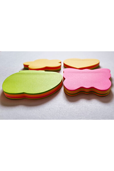 Modellino 4-Piece Butterfly Heart Apple Clover Shaped 5 Colors Adhesive Note Paper (80 Sheets X4) 320 Sheets 76X76Mm
