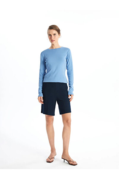 LC Waikiki Lcwaikiki Basic Navy Blue Women's Elastic Waist Straight Shorts