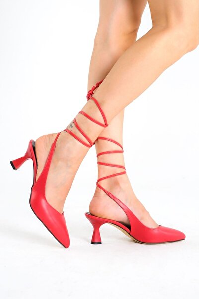 Ayakkabı Podyumum ALEYNA - Noua sezon roșu cu vârf ascuțit și detaliu de toc ...