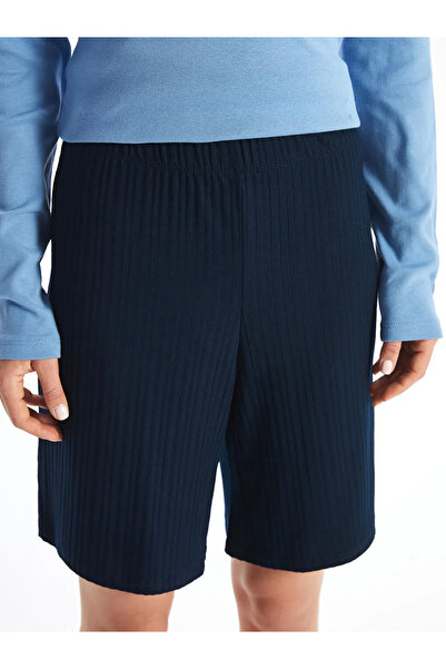 LC Waikiki Lcwaikiki Basic Navy Blue Women's Elastic Waist Straight Shorts