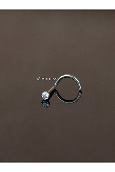 MORNEVA Titanyum Taşlı Kristal Top Kancalı Hızma Burun Nostril Piercingi