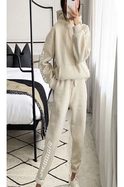 Elvino Σετ χειμωνιάτικης φόρμας Unisex χοντρή κρέμα 3 κλωστών εκρού - Ελαστική