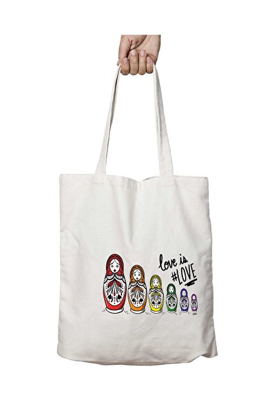 ART HEDİYE حقيبة كتف ماتريوشكا لوف - أنا أحبك، تدوم على الجانبين وقابلة للغسل