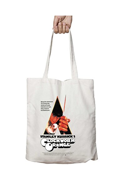 ART HEDİYE Stanley Kubrick's Orange υφασμάτινη τσάντα ώμου δύο όψεων που πλέν...