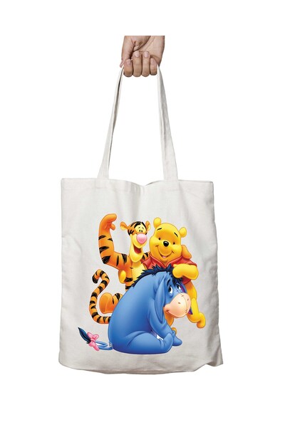 ART HEDİYE Cute Winnie Ii Washable Shoulder Tote Bag - for School and Beach