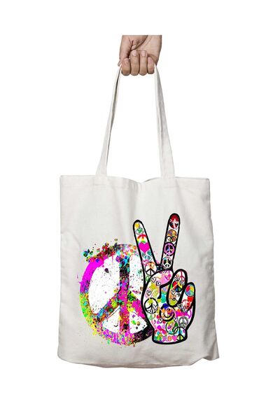 ART HEDİYE Peace Icon Two Sides Permanent Washable School Beach Shoulder Clot...