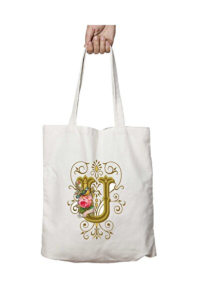 ART HEDİYE Літера U Символ - Двостороння міцна та пральна сумка з плечовою ля...