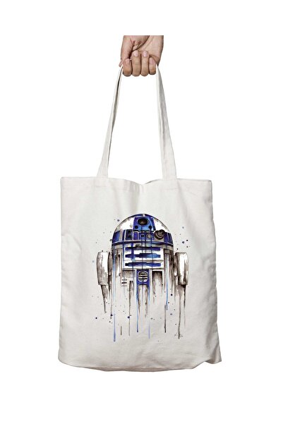 ART HEDİYE حقيبة كتف مدرسية للشاطئ من R2-D2 (ستار وورز) قابلة للغسل على الجانبين