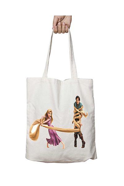 ART HEDİYE Rapunzel Two Sides Destructible Shoulder Tote Bag - Για το σχολείο και την παραλία