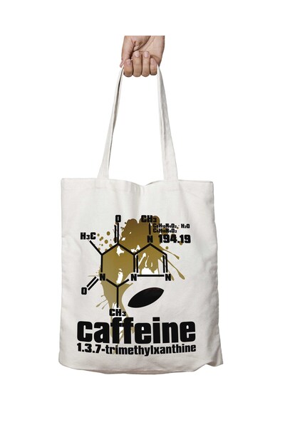 ART HEDİYE كافيين كافيين - حقيبة كتف تدوم طويلاً وقابلة للغسل على الجانبين