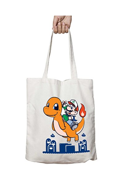 ART HEDİYE سوبر ماريو بوكيمون - حقيبة كتف ثابتة وقابلة للغسل على الجانبين