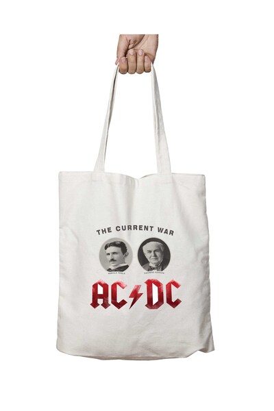 ART HEDİYE AC DC - حقيبة كتف The Current War ذات وجهين وقابلة للغسل