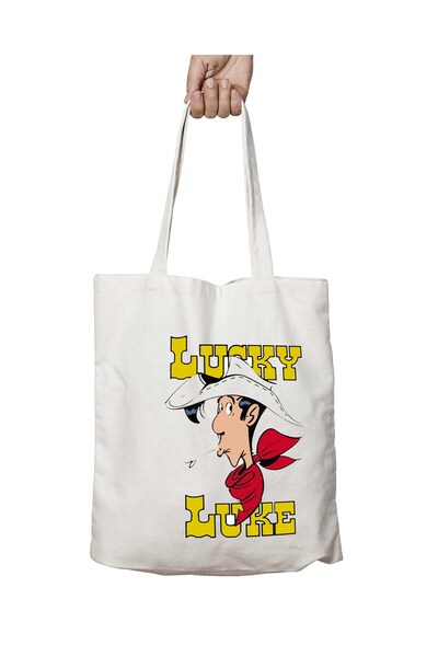ART HEDİYE Lucky Luke --red Kit - Two Sides Lasting and Washable Shoulder Tote Bag