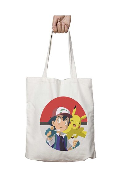 ART HEDİYE Pokemon Two Sides Washable Permanent Shoulder Tote Bag - for Schoo...