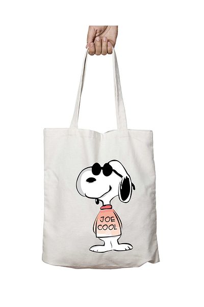 ART HEDİYE Snoopy Joe Cool - Διπλή υφασμάτινη τσάντα ώμου που διαρκεί και πλένεται