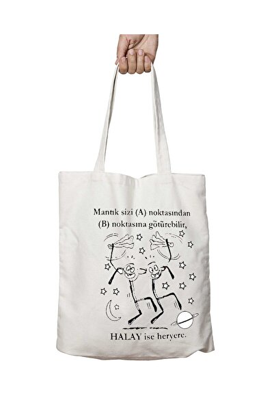 ART HEDİYE Halay İse - Two Sides Permanent and Washable Shoulder Tote Bag