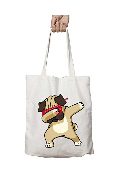 ART HEDİYE Pug Puppy Dab Dabbing - Двостороння міцна та пральна сумка через п...