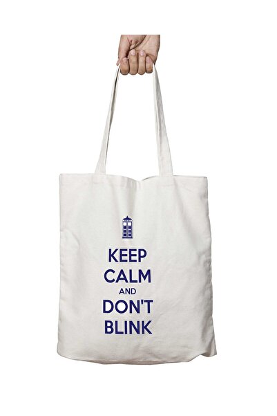 ART HEDİYE Keep Calm and Dont Blink Washable Shoulder Tote Bag for School and...